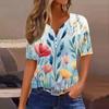Maglietta da Donna Stampa Bottoni Manica Corta Quotidiano Weekend Moda Basic Scollo a V Regolare Top