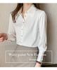 2025 Satin White Chic Metallic Textured Chiffon Shirt: In-Stock Fashionable Commuter Design