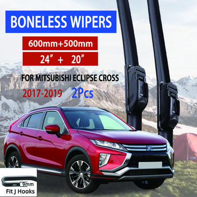 For Mitsubishi Eclipse Cross 2017-2019 Car Windshield Wiper U-type Soft Rubber Frameless Bracketless Car Wipers 24"+20"