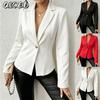 Women's Fashion Casual Solid Color Print Long Sleeve POLO Neck  Blouses & Shirts