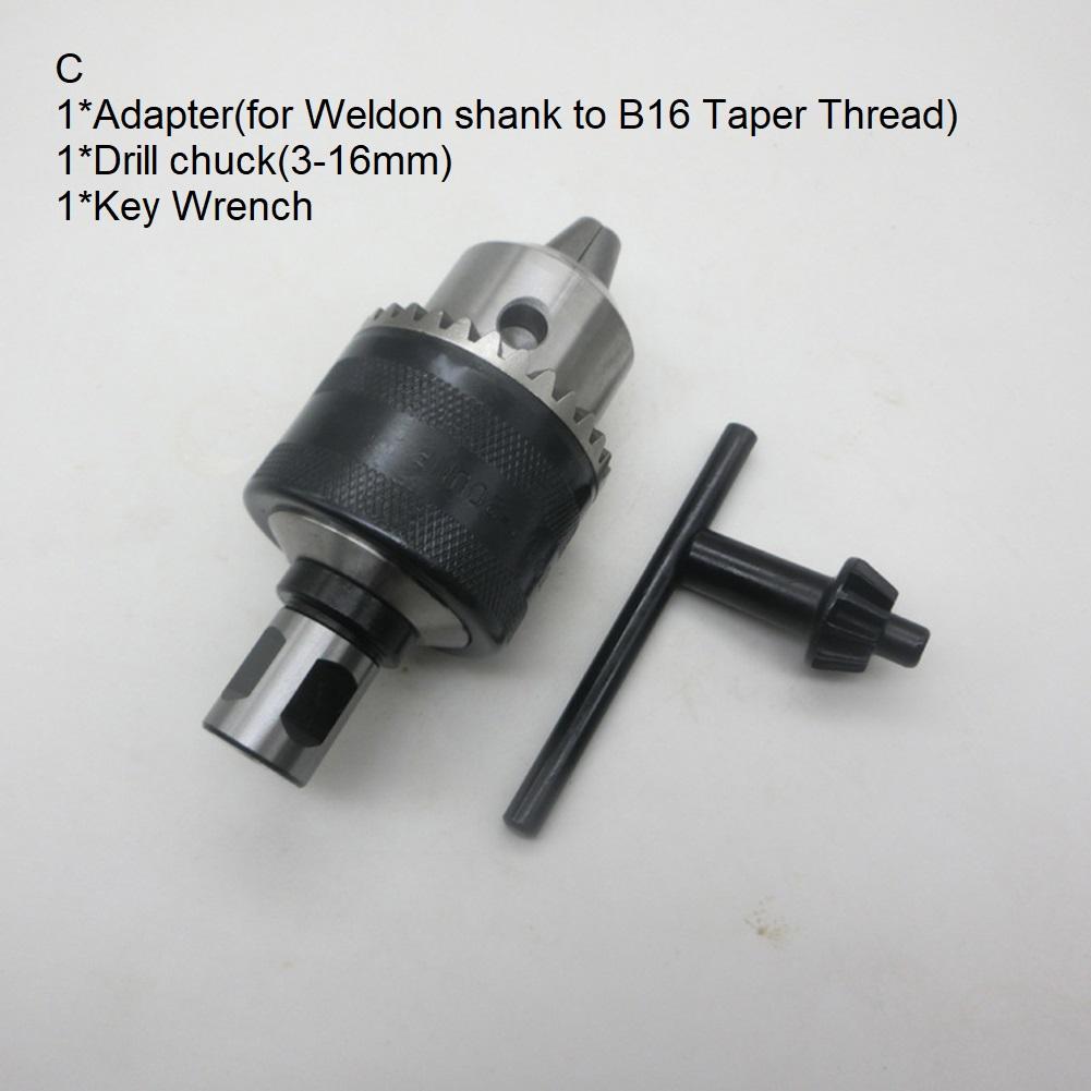 Adapter And Key Wrench Set Weldon Shank Adapter Drill Shank Adapter Clamping Range 3-16mm 3pcs Set Drill Chuck With Key