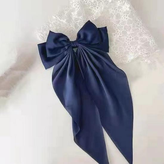 "Retro Large Ribbon Bow Hairpin Inspired by Yang Zi - Elegant Spring Clip Hair Accessory"