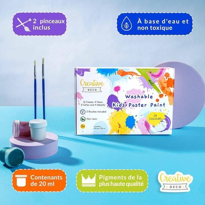 Peinture Enfant Lavable Doigt Creative Deco | 24x20ml | Multicolore | Non-Toxique