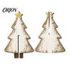 Wooden Christmas Tree Tabletop Decor Decoration, Rustic 3D Interlocking Ornaments, Vintage Portable Two Piece Cross Assembly Farmhouse Tiered