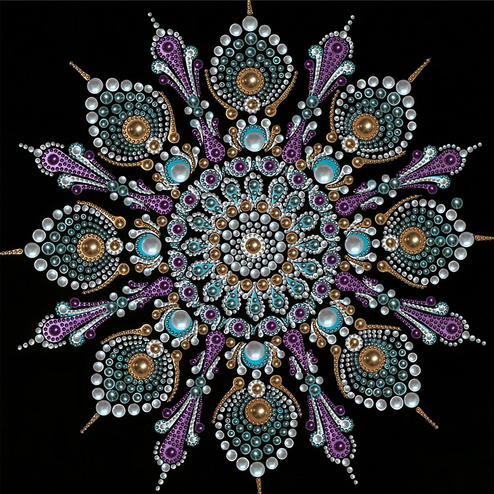 

DIY Mandala Pearl Dot Painting 25x25cm Pearl Painting Art Kits Without Frame for Adults Beginners Home Wall Decor помаранчевий