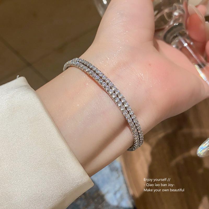 Geometric Zircon Circular Adjustable Bracelet With Cubic Zirconia For Fashionistas
