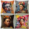 Capa de Almofada Clássica da Artista Frida Kahlo Macia e Fácil de Lavar – Versátil para Sofá, Cama, Viagem e Escritório
