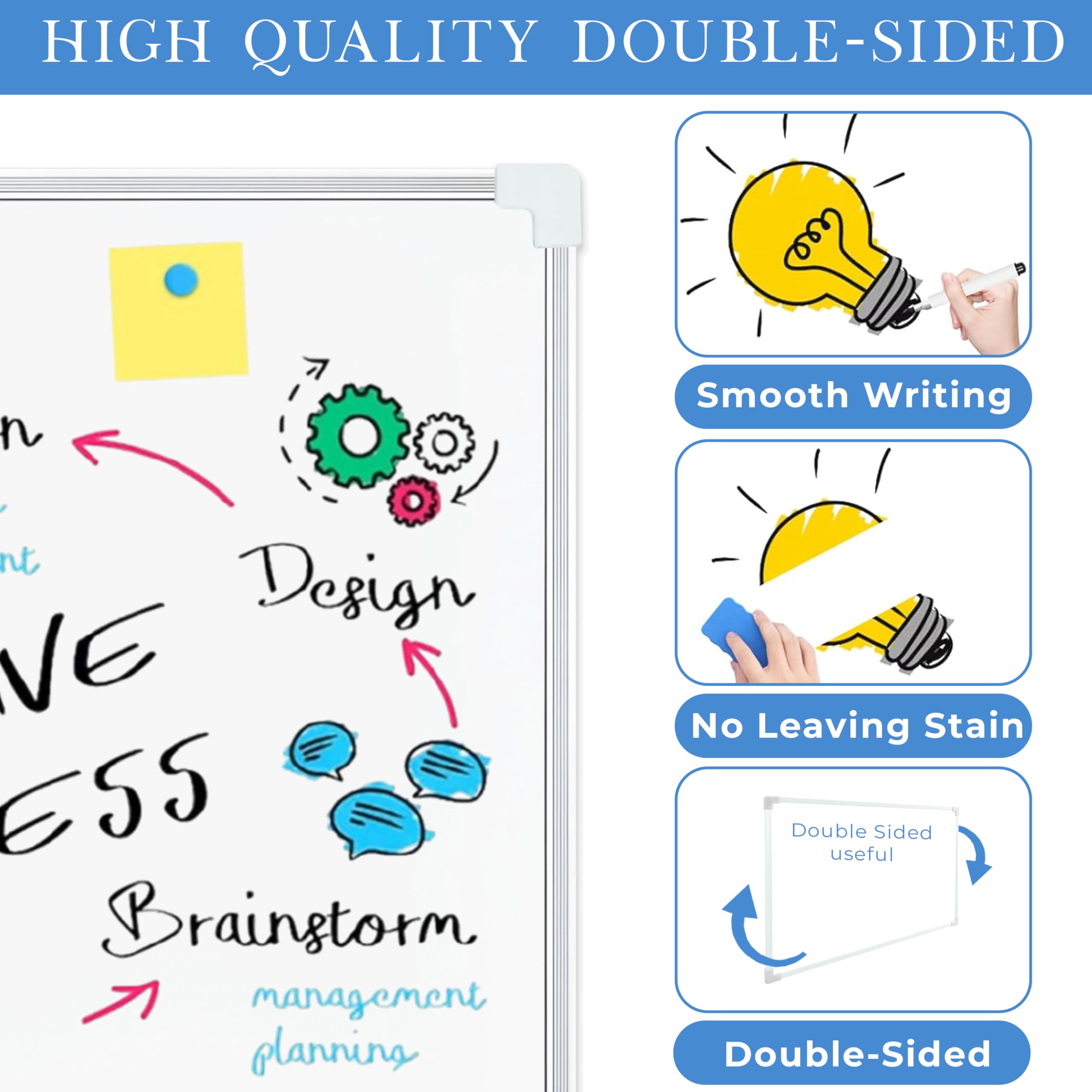 

Eduway 30X40 Cms Double Sided White Board With 1 Magnetic Marker Cap Eraser, & 2 Magnet Buttons Dual Side Useable Board 0 белый