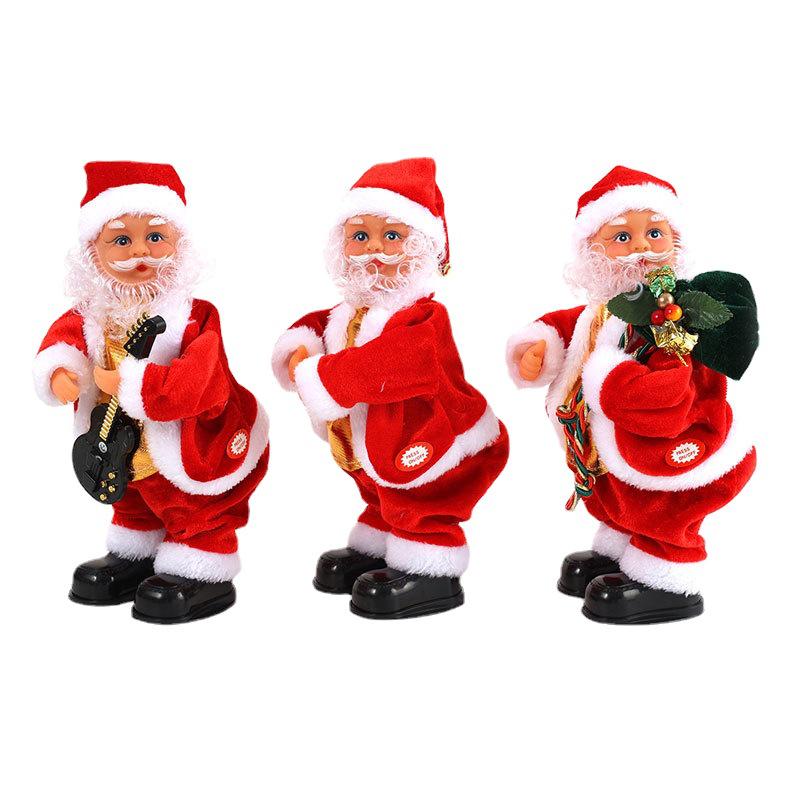 Electric Guitar-Playing Santa Ornament with Music and Dancing Hips