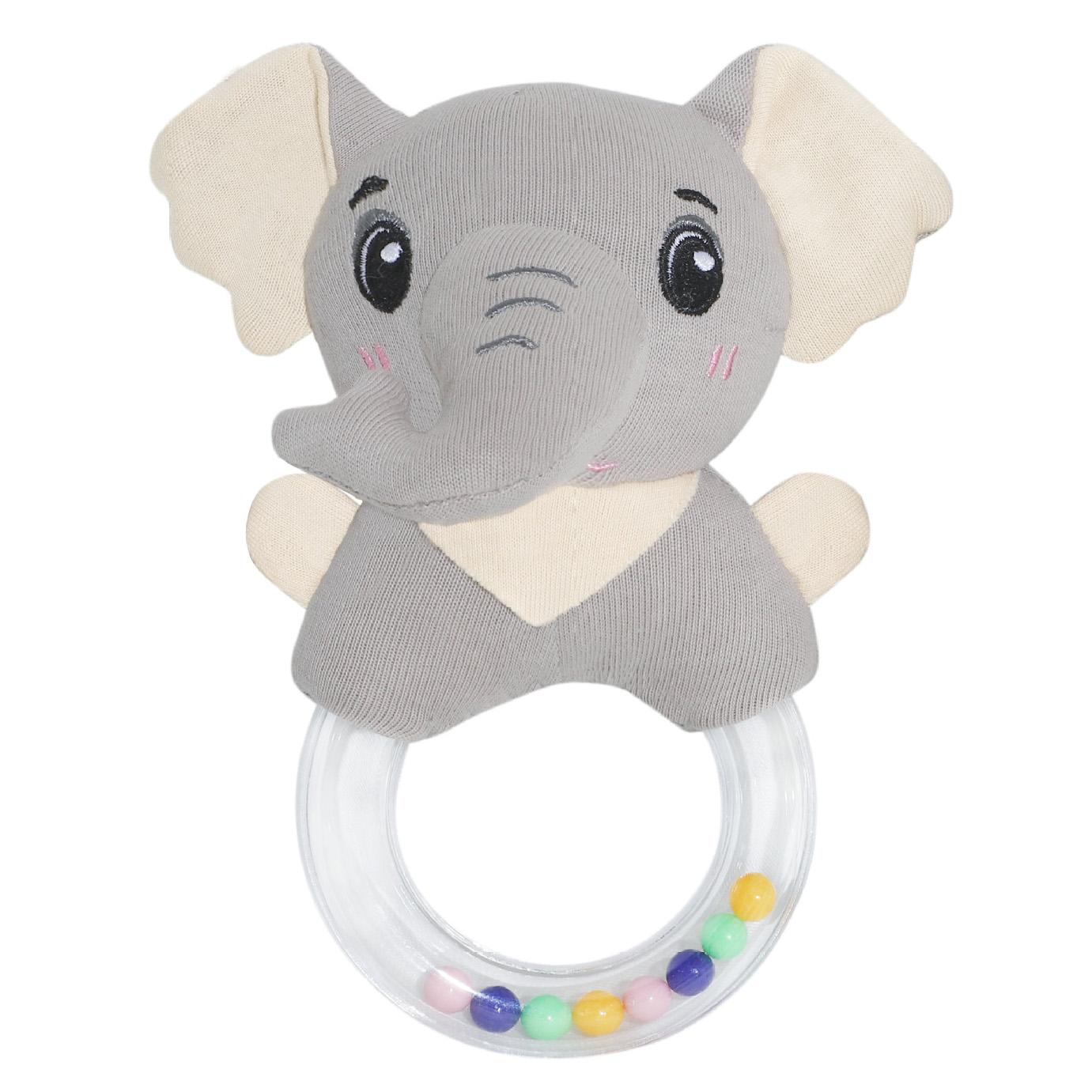 Newborn Soothing Organic Cotton Plush Toy with Infant Shaker Rattle Ring
