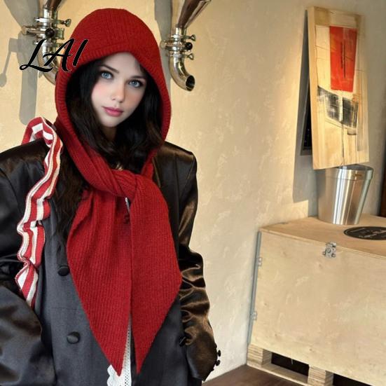 Cold Weather Hat Women Knit Hooded Scarf Hat Winter Pullover Balaclava Hood Hood Warm Ear Protection Skull Cap for Soft