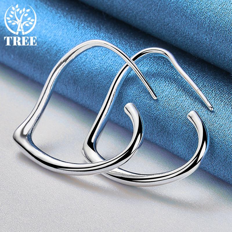 925 Sterling Silver Heart-shaped 29x37mm Circular Earrings, Fashionable Jewelry Earrings
