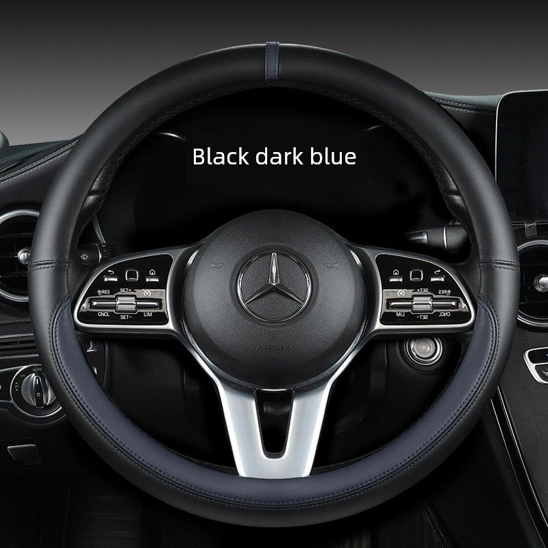 New Car Steering Wheel Cover All Year Round Neutral Fashion Color Contrast Non Slip Abrasion Resistant Napa Leather Car Steering Wheel Cover