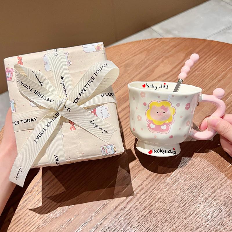 Ins Cute Cartoon Goblet Pacha Dog Mug Water Cup Couple Ceramic Cup Birthday Gift Girls Practical