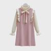 Girls' Autumn/Winter Pearl-Collar Sweater Dress - Fashionable Knit for New Year's Celebrations!