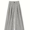The Laid-back Striped Suit Pants Exude A Sense of Sophistication and Drape. They Are High-waisted Straight-leg Loose and Slimming Wide-leg Pants