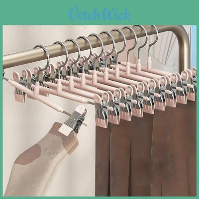 Standard Wardrobe Pants Hanger With Non Slip Stainless Steel Clips For Home Storage And Organization