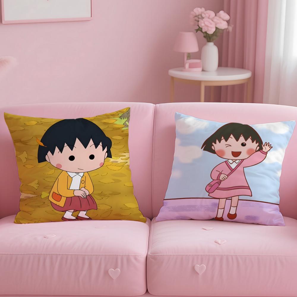 classic anime Chibi Maruko Chan Cushion Cover Soft & Easy-Wash Pillow Case – Versatile for Couch, Bed, Travel and Office