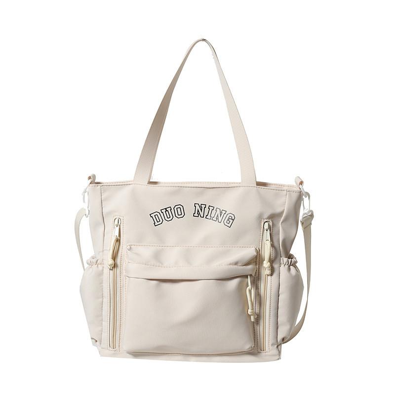 Canvas Tote Bag For Students Large Capacity Street Style With Print For Daily Use
