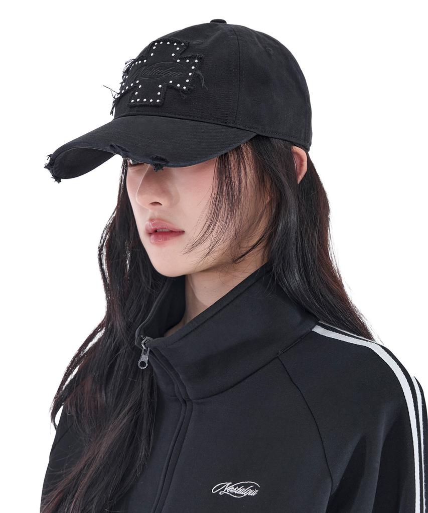 Alkialka Distressed Patch Ball Cap (Black)