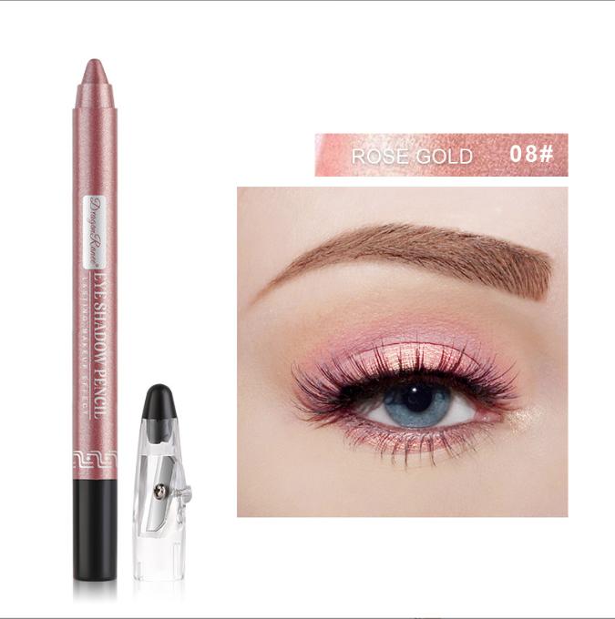 Farb-Lidschattenstift, langlebig, wischfest, Lidschattenstift, Lidschattenstift, glitzernd, glatt, aufhellend, schimmernd, Augen-Make-up, Kosmetik