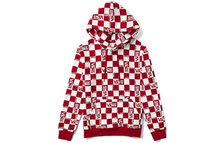 Vans Sweatshirts Unisex Red White Checkerboard Hooded Thickened Regular VN0A4UTDZT7 M