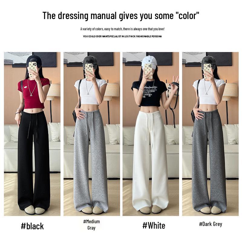 Women's Summer 2025 High-Waisted Gray Joggers - Thin, Loose, Ice Silk, Narrow-Leg Pants