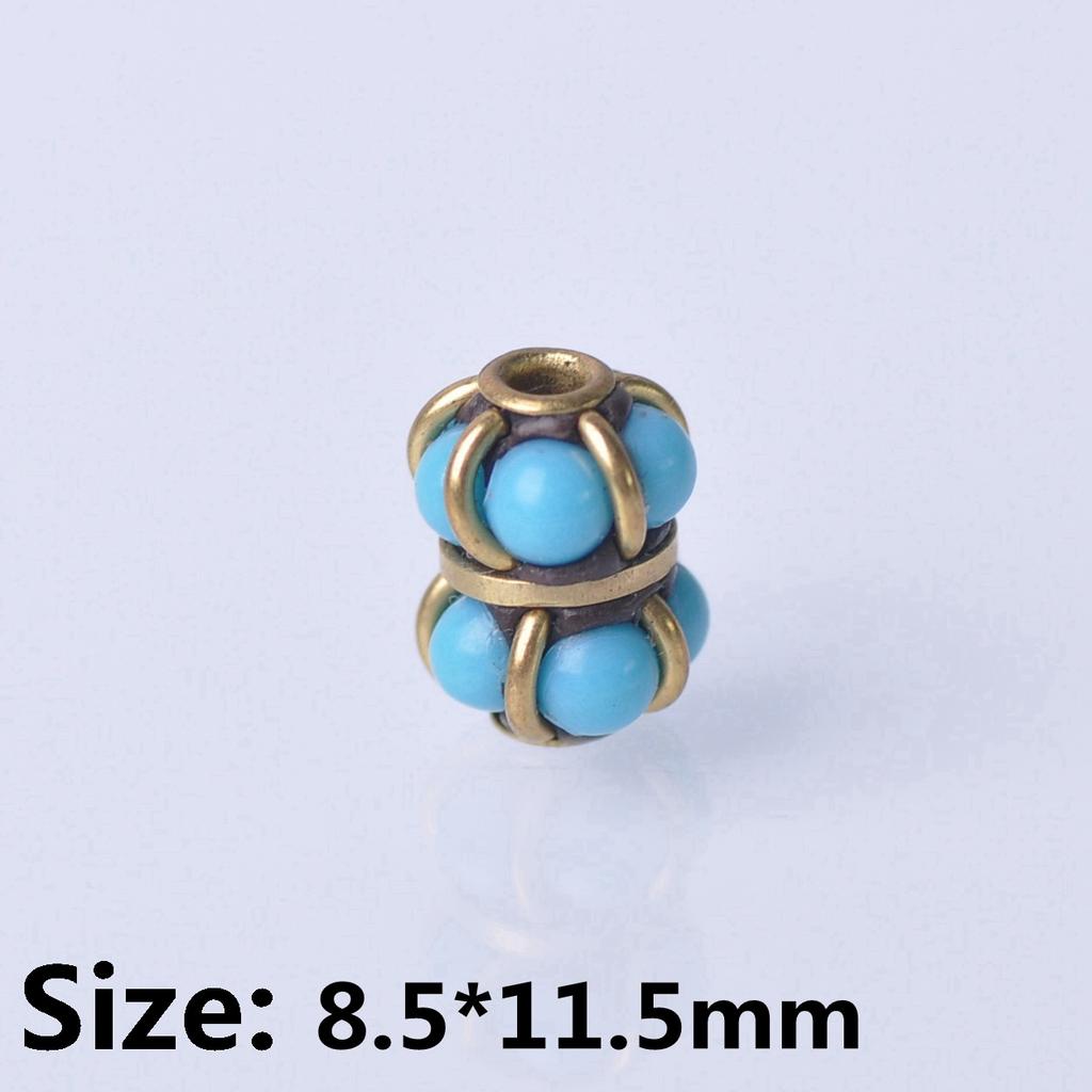 Handmade Nepalese Buddhist Tibetan Brass Metal & Clay Loose Craft Beads for Necklace Jewelry Making DIY