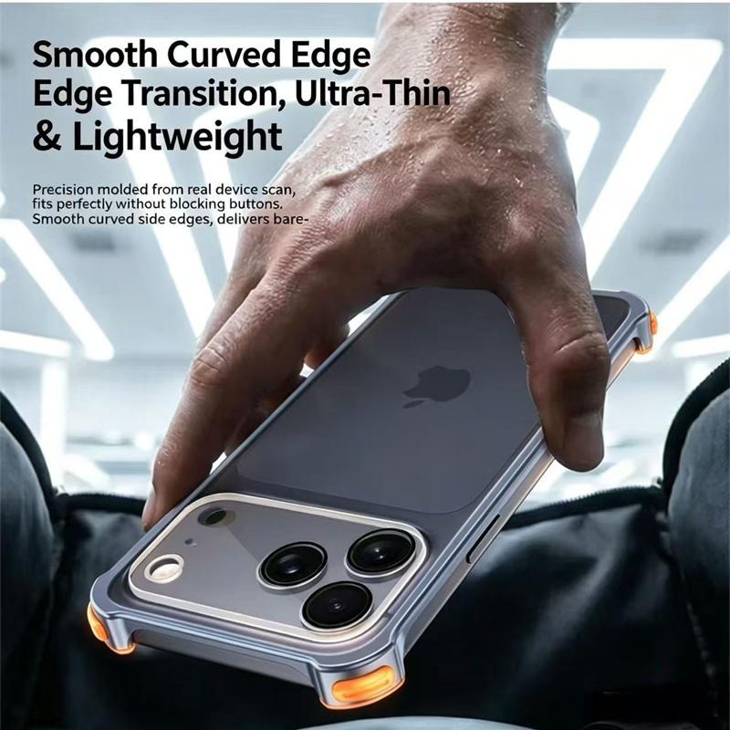 Luxury Metal Aluminum Alloy Frame Lens Protective Phone Case For iPhone 17 16 15 14 13 Pro Max Silicone Lining Shockproof Bumper