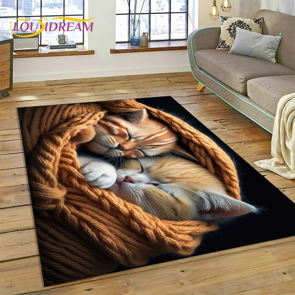 3D Persian Cat,Cute Calico Cat,Ragdoll Cartoon Rug Carpet for Living Room Bedroom Home Decor,Non-slip for Sofa  Doormat Gift Kid