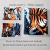 Tiger face illustration. Bedding Duvet cover sets Duvet covers Pillowcases gifts (1 * Duvet Cover 2 * Pillowcases, without duvet insert)