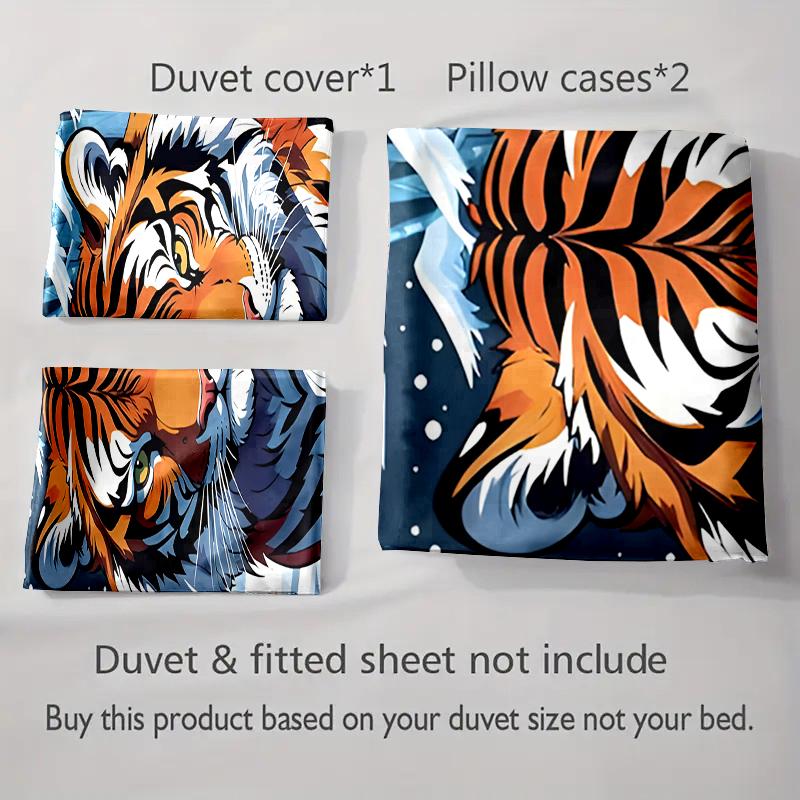 Tiger face illustration. Bedding Duvet cover sets Duvet covers Pillowcases gifts (1 * Duvet Cover 2 * Pillowcases, without duvet insert)