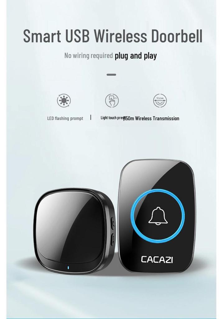 Long Range Wireless Smart USB Doorbell with Remote Control and Wall Penetrating Feature
