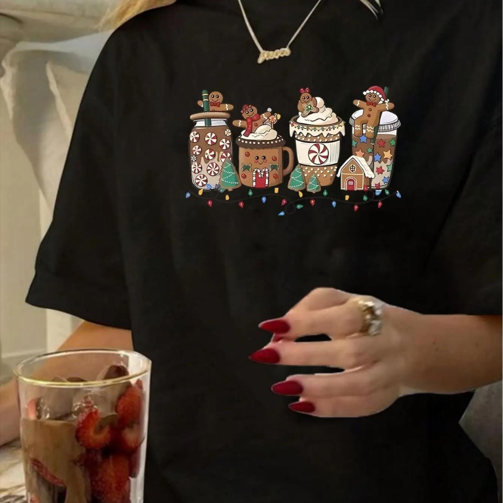 

1pc Vintage Style Geometric-Patterned T-Shirt for Women, 100% Crew Neck Short Sleeve Top, Casual Summer Knit Fabric Tee with Reg XXXXXL різнокольоровий