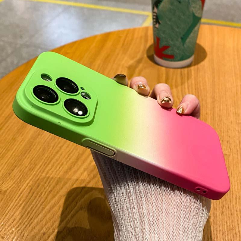 Rainbow Gradient Lens Protection Phone Case For Iphone 14 Pro Max 13 12 11 Pro Max 14 Plus Slim Matte Pc Shockproof Back Cover