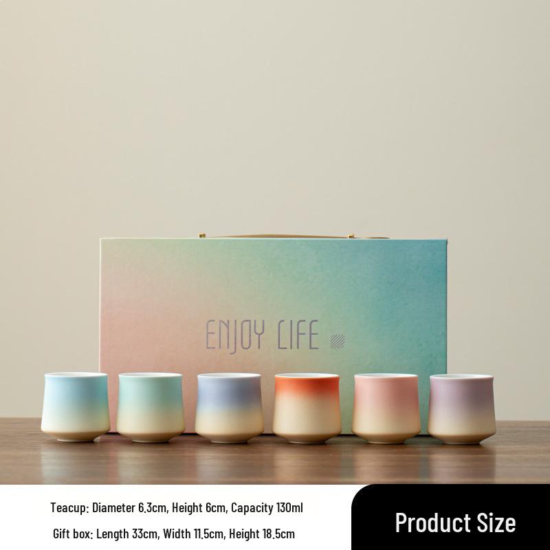 Exquisite Gradient Ceramic Tea & Coffee Cup Set - Perfect for Office or Event Souvenirs, Customizable with Logo.