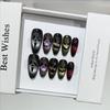 Halloween Wear Armor Personalized Black Cat Eye Nail Art Dark Funny Skeleton Monster Hand-painted Detachable Short Armor Film