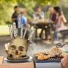 Skull Knife Holder Halloween Horror Kitchen Storage Head Rack Skeleton Knife and Fork Stand Desktop Ornaments Home Decoration