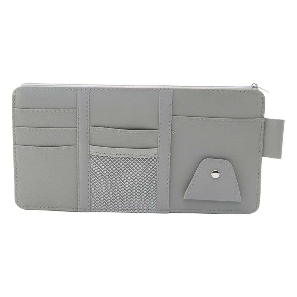 

Car Sun Visor Clip Organizer Auto Interior Accessories Storage Pocket Pouch PU Leather Cards Receipts Pouch Black/Grey/Beige