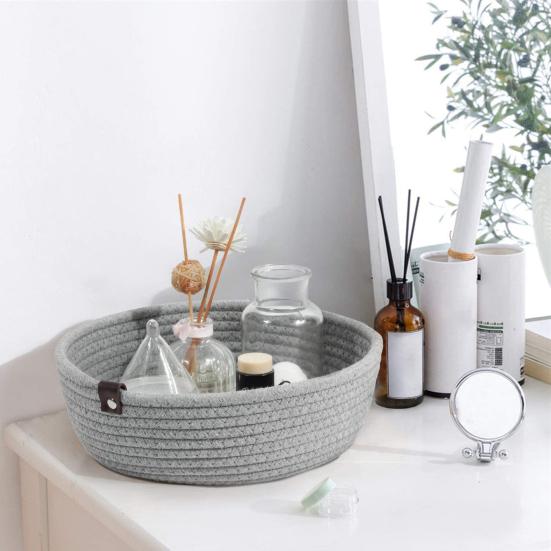 1 Set Breathable Woven Storage Basket with Handle Flax Eco-friendly Woven Storage Box for Bedroom
