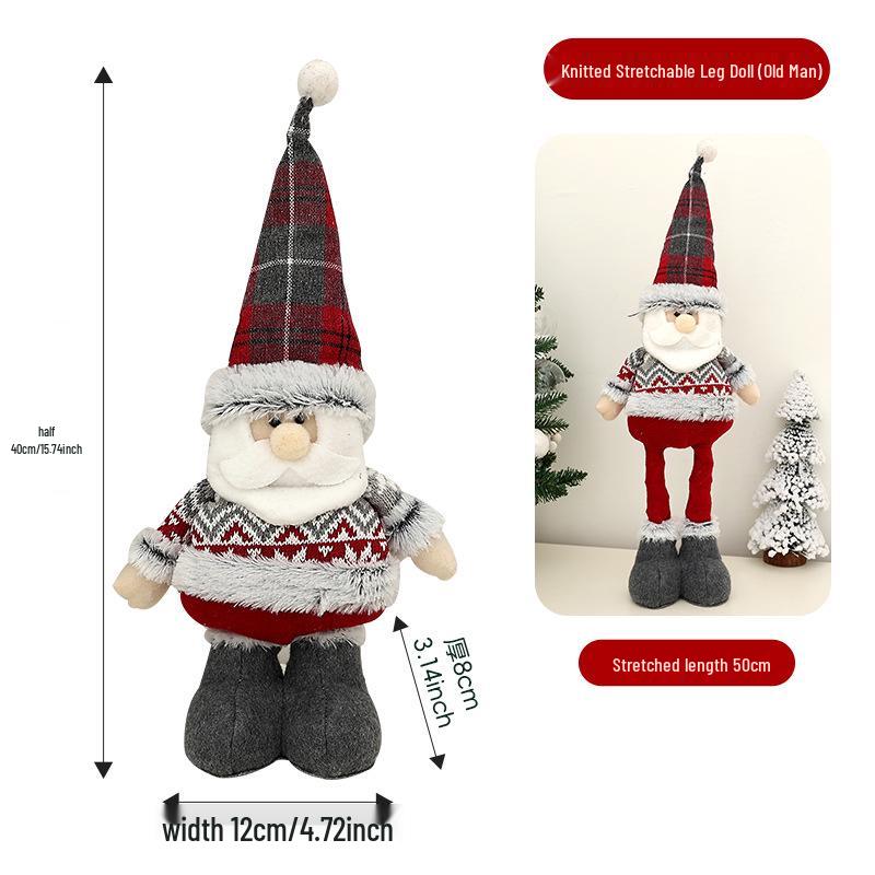 Teleskopische Schneemann- & Rentier-Plüschdekorationen mit Strickmützen für die Weihnachtsausstellung