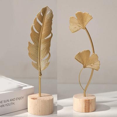 1PC Nordic Gold Ginkgo Leaf Crafts Leaves Sculpture Luxury Living Room Decor Home Decoration Accessories Office Desktop Ornaments