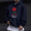 Dark Blood Rose Print Hooded Sweater Men's Street Loose Couple Hoodie