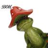 Exquisite Resin Crafts Yoga Mushroom Frog Figurine, Creative Statue, Cute Sitting Small Entrance Hall Decor Green Ornament for Home Office Shelf