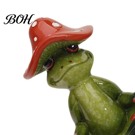 Exquisite Resin Crafts Yoga Mushroom Frog Figurine, Creative Statue, Cute Sitting Small Entrance Hall Decor Green Ornament for Home Office Shelf