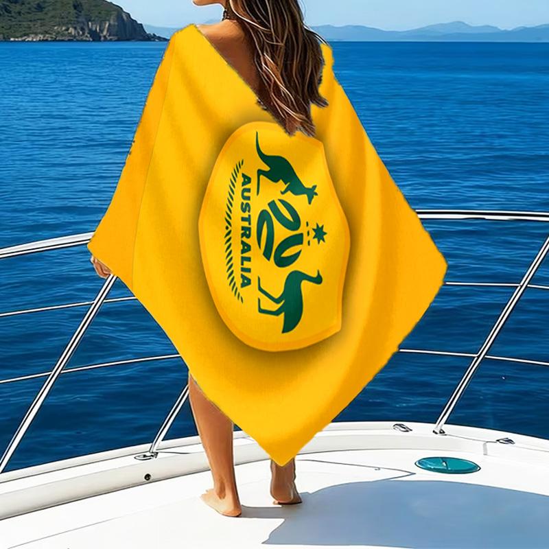 Asciugamano da Spiaggia in Microfibra con Emblema dello Stemma dell'Australia, Leggero e Asciugatura Rapida, per Viaggi Estivi, Essenziale per la Spiaggia, Piscina all'Aperto