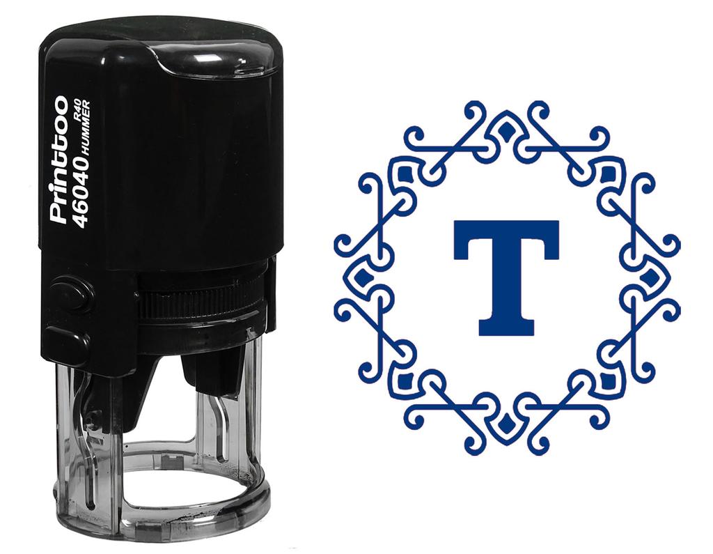Printtoo T Alphabet Monogram Initial Octagon Celtic Swirl Frame Office Stationary Self Inking R-40 Rubber