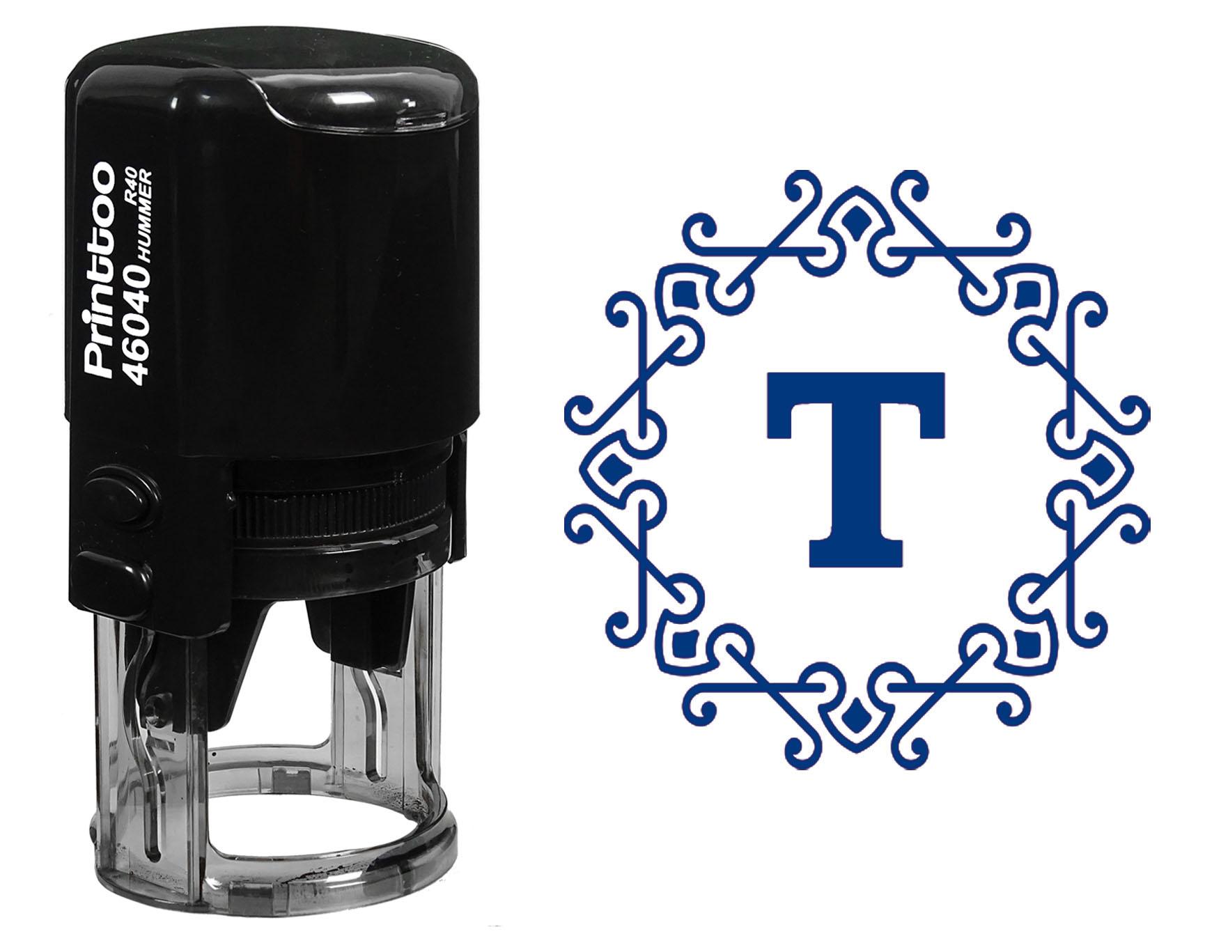 

Printtoo T Alphabet Monogram Initial Octagon Celtic Swirl Frame Office Stationary Self Inking R-40 Rubber 30 mm Diameter (Approx) синій
