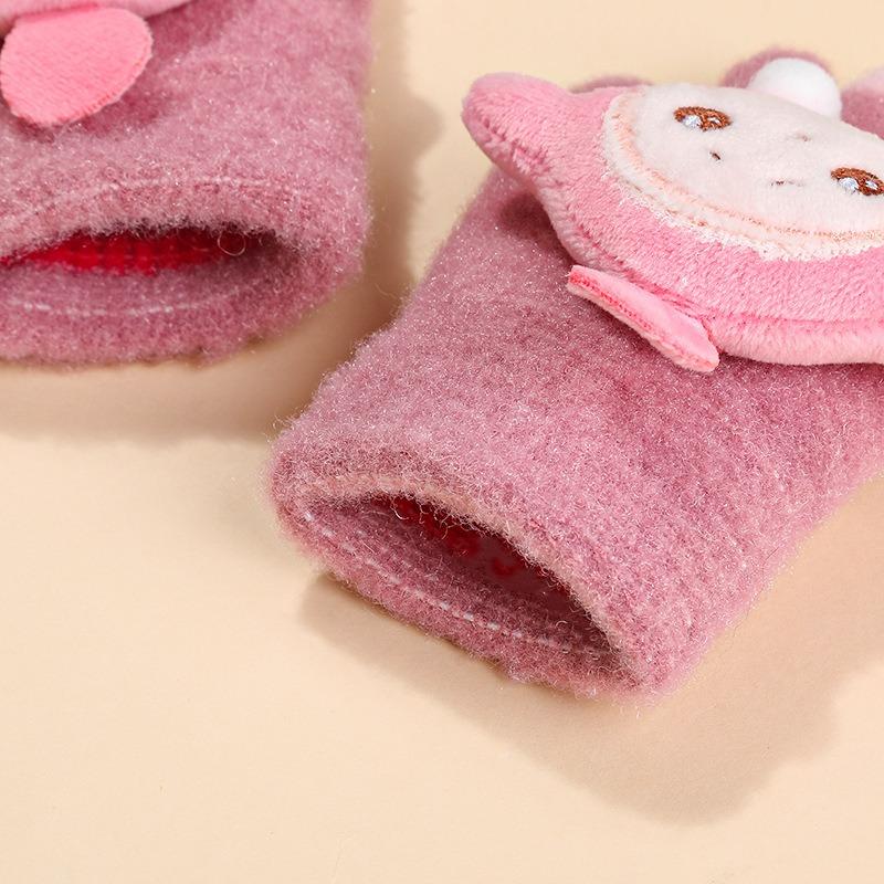 Children's Gloves Medium and Small Children's Winter Warm Cute Velvet-year-old Cold-proof Five-finger Infant Cartoon Cover