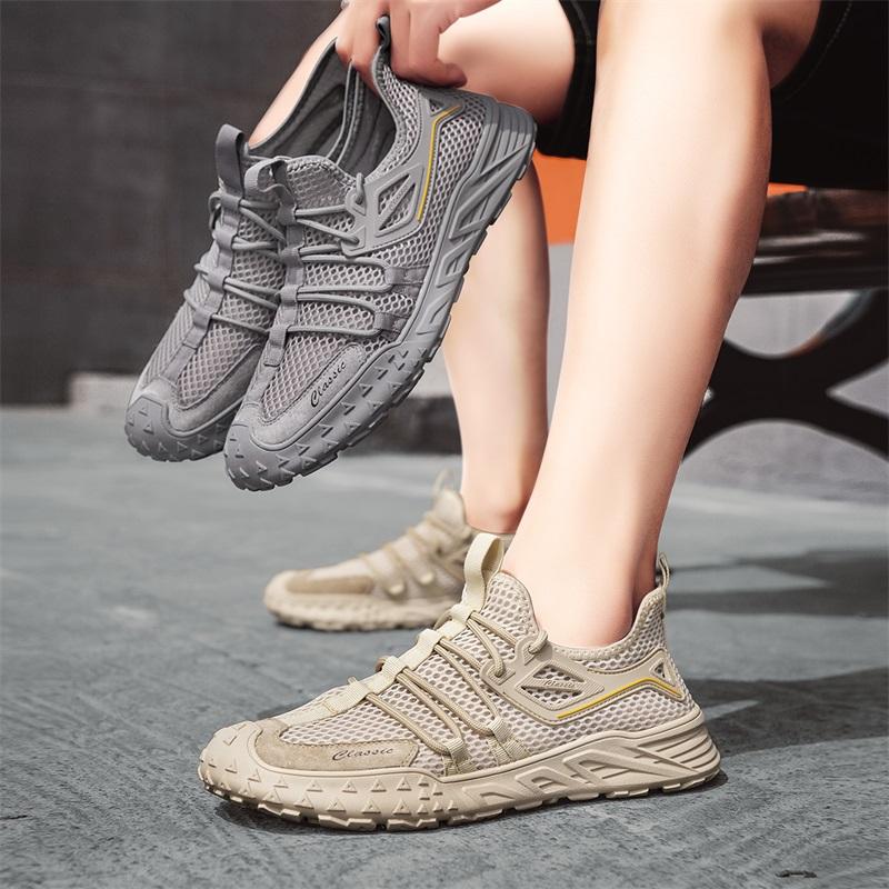 Fashion Summer Men Sandals Genuine Leather Mens Casual Shoes Outdoor Men Leather Sandals for Men Beach Shoes Roman Mens Shoes Mesh 47